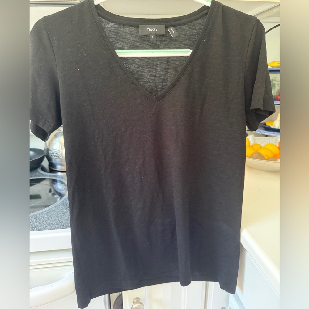 Theory Black Short Sleeve V-Neck Top